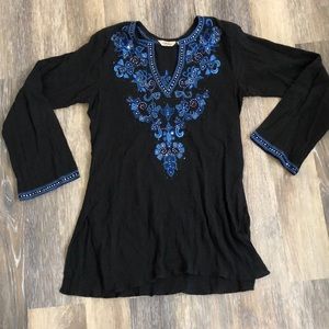 Sulu Black Jeweled Tunic